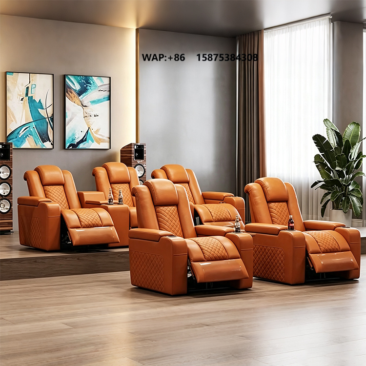 Home Cinema Recliner Chairs - KMJ 3 Seats Multi-Functional Double Diamond