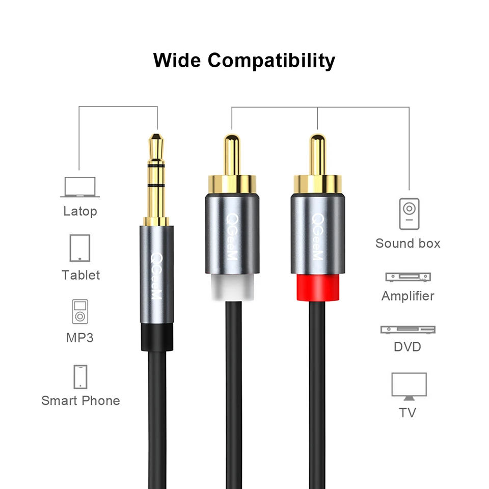 QGeeM RCA Cable 2RCA to 3.5 Au - огляд і ціна Home Cinema Pc
