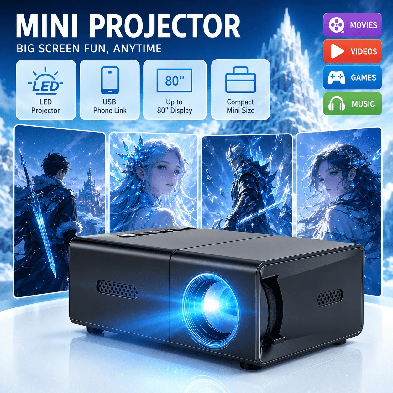 Mini portable projector, compa - огляд і ціна Home Cinema Gaming