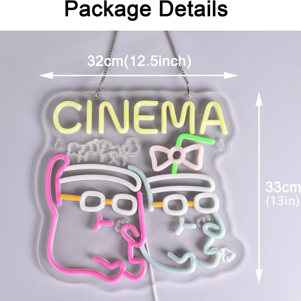 Cinema Neon Sign LED Popcorn D - огляд і ціна Home Cinema Films