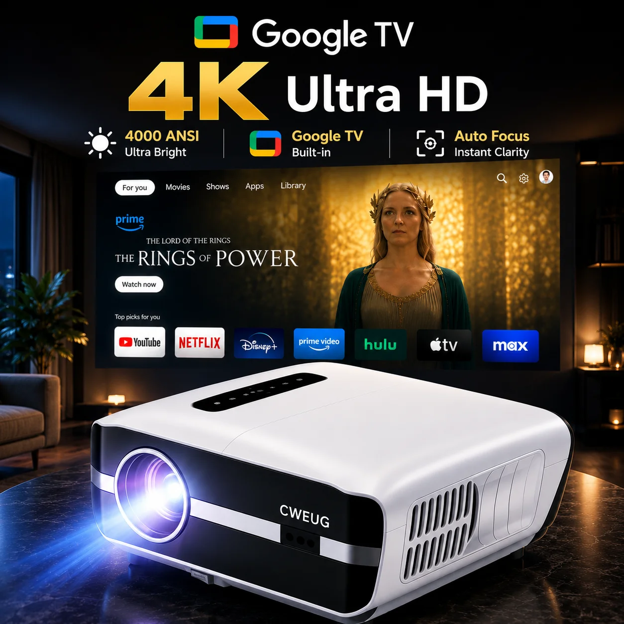 NewA9S 4k Projector Auto Focus - огляд і ціна Home Cinema Pc